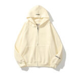 Essentials Reflective Print Zip-Up Oversized Cream Hoodie